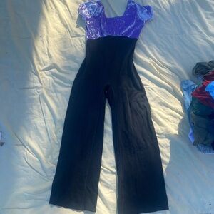 💛Body Wrappers Velvet Purple and Black Jumpsuit